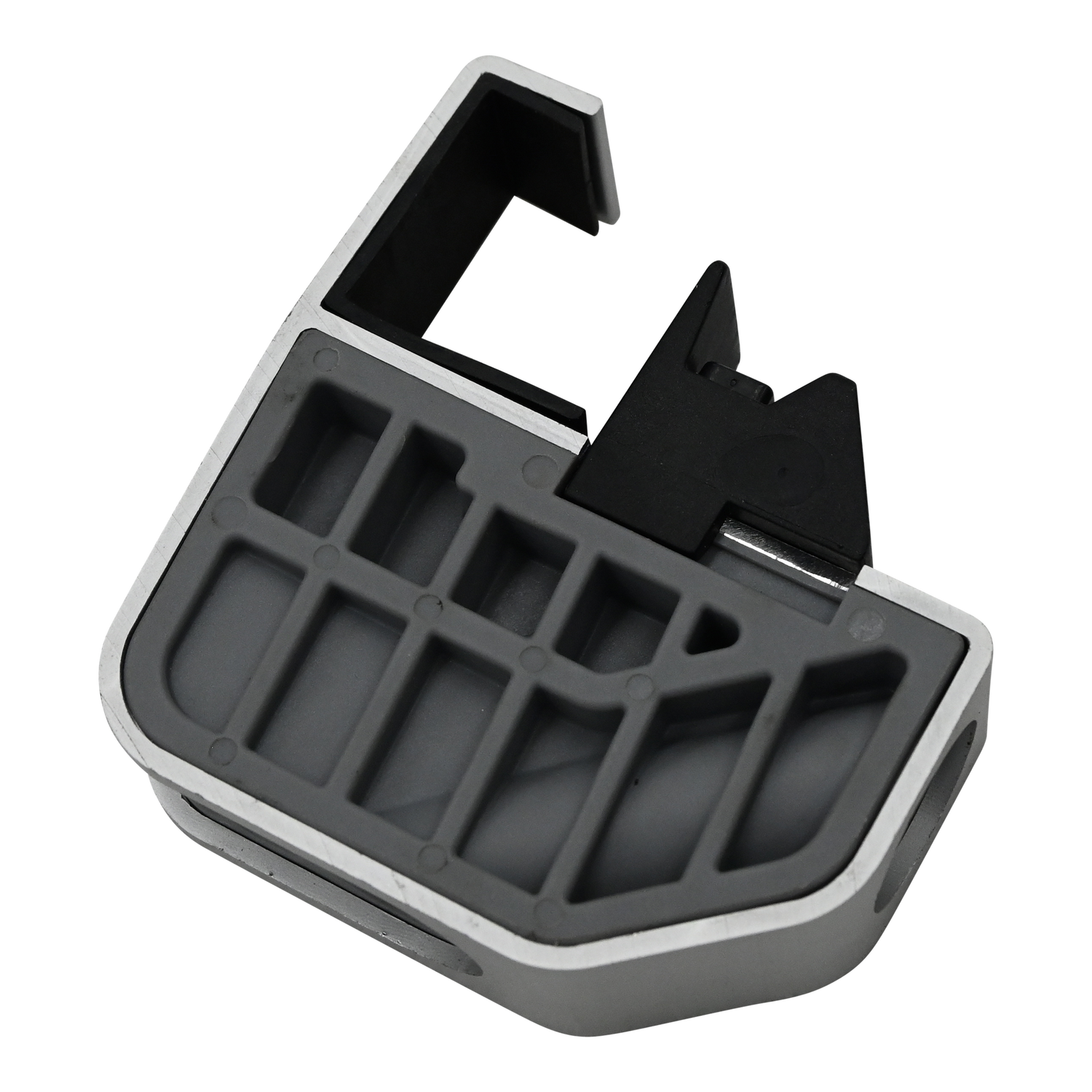 Close-up of Pontoon Fender & Dock Line Hanger, showing its textured surface and black locking mechanism.