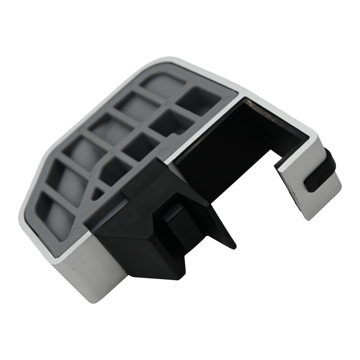 Angled view of Pontoon Fender & Dock Line Hanger, highlighting the open clamp and grip design.