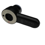 Close-up of the Handheld Air Pump, focusing on the air intake and warning label near the nozzle.