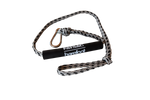 FATSAC Barefoot handle with black and white braided rope and metal carabiner clip, designed for barefoot water skiing or training.