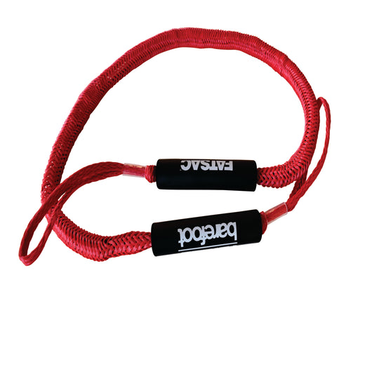 Red braided Bumper Bungee with two black foam handles featuring white brand logos.