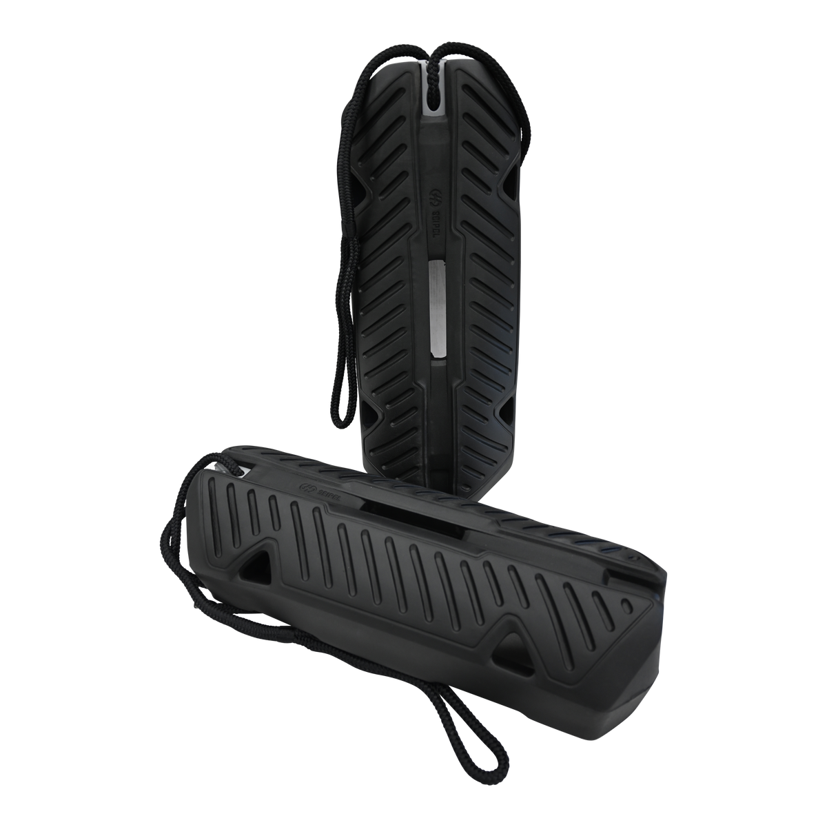 Two Fender EVA 2.0 units displayed, showing both front and side views with textured surface and integrated rope system.