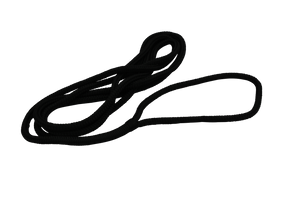 A black heavy duty marine dock line with a loop on one end, designed for use in watercraft docking and anchoring.
