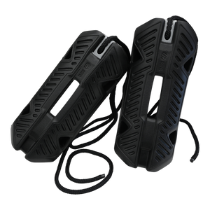 Top view of two Fender EVA 2.0 units, displaying their rectangular design, ventilation cutouts, and ropes.