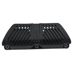 Front view of the EVA Permanent Dock Fender, showcasing symmetrical vented slats, logo, and four mounting points.