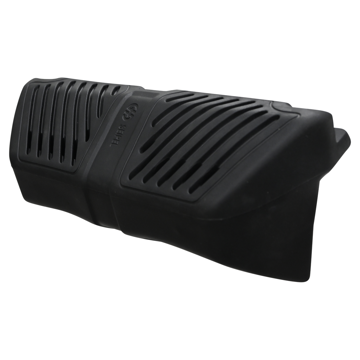 Side-angle of the EVA Permanent Dock Fender, displaying slotted vents, raised center, and durable black EVA material.