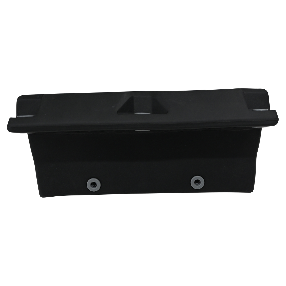 Black EVA Permanent Dock Fender, side view showing flat top, contoured base, and two mounting holes.