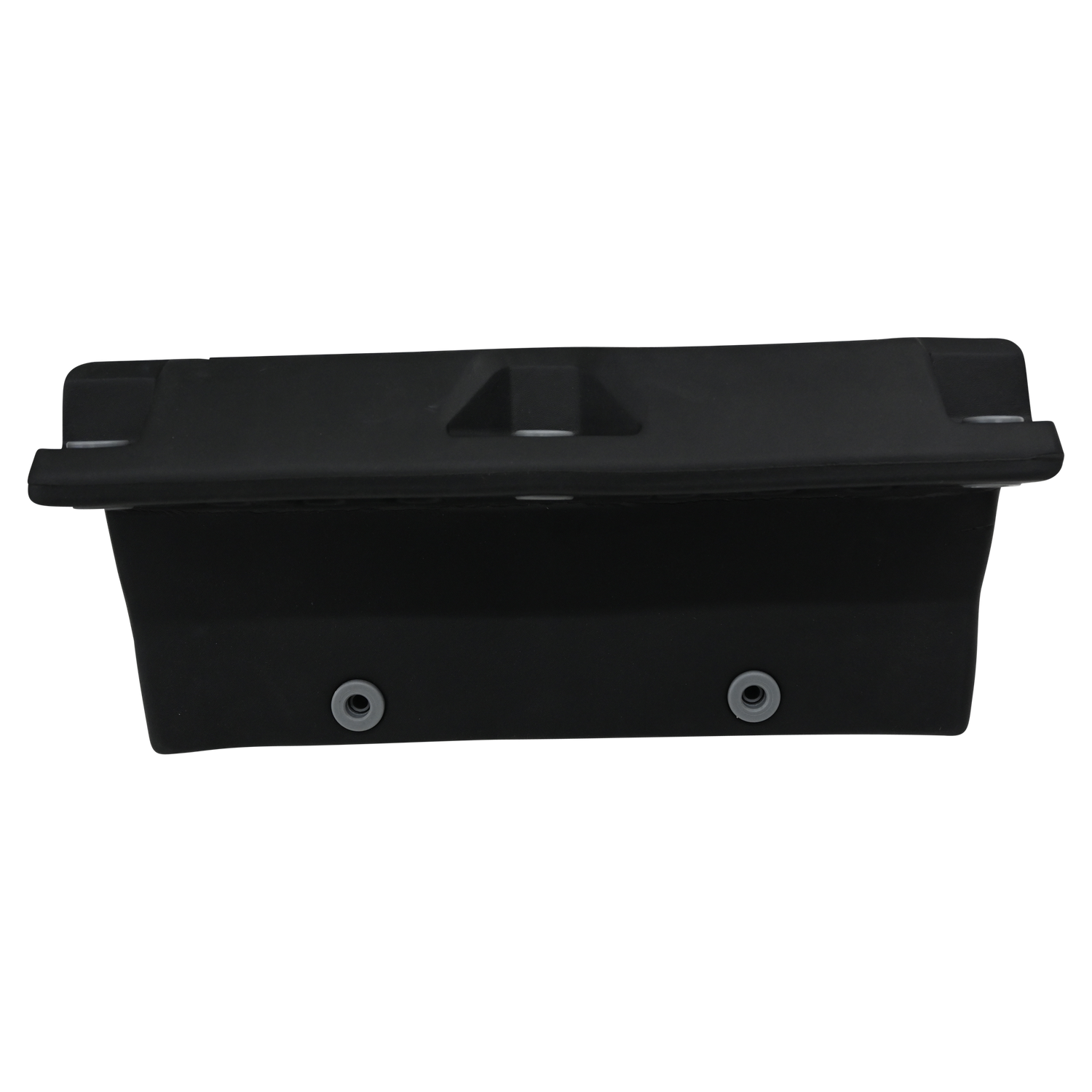 Black EVA Permanent Dock Fender, side view showing flat top, contoured base, and two mounting holes.