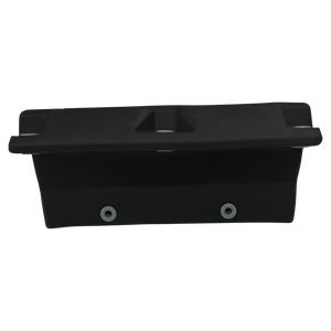 Black EVA Permanent Dock Fender, side view showing flat top, contoured base, and two mounting holes.