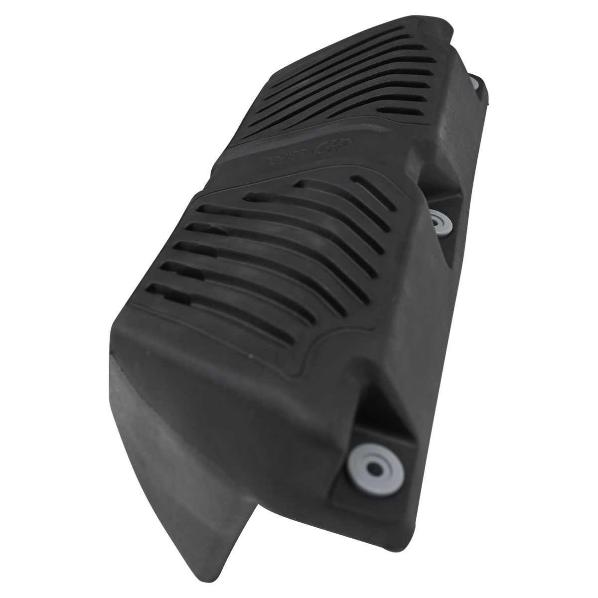 Angled view of the EVA Permanent Dock Fender, featuring vented ridges, reinforced edges, and pre-drilled mounting holes.