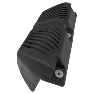 Angled view of the EVA Permanent Dock Fender, featuring vented ridges, reinforced edges, and pre-drilled mounting holes.