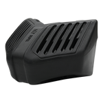 Angled view of a black EVA Permanent Corner Dock Fender with vented surface and embossed logo.