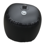 Front view of the Sphere Inflatable Fender, a black fender with a reinforced attachment point and a smooth finish.