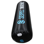 Angled view of the 5' Boat Bumper in black with blue branding, featuring a glossy finish and reinforced attachment points.