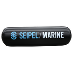 Side view of the 5' Boat Bumper in black with blue branding, featuring a durable inflatable design.