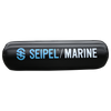 Side view of the 5' Boat Bumper in black with blue branding, featuring a durable inflatable design.
