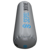 Angled view of the 5' Boat Bumper in gray with blue branding, highlighting the inflation valve and attachment rings.