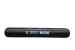 Side view of the 10' Boat Bumper in black with blue branding, featuring a durable inflatable design.