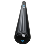 Angled view of the 20' Boat Bumper in black, showing the inflation valve and glossy finish.