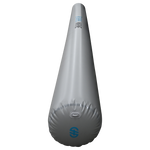 Angled view of the 20' Boat Bumper in gray, highlighting the inflation valve and durable material.