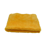 Front view of the Plush Detailing Towel in yellow, neatly folded with thick microfiber material.