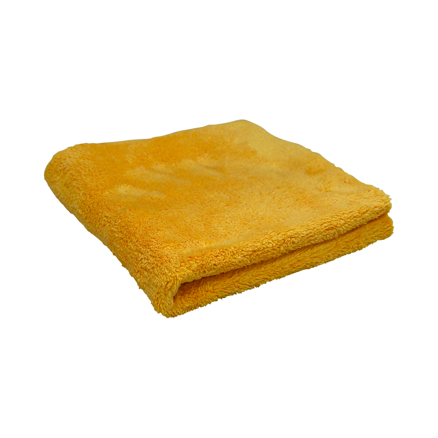 Angled view of the Plush Detailing Towel in yellow, folded with a soft, fluffy texture.