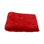 Front view of the Plush Detailing Towel in red, highlighting its vibrant color and plush feel.