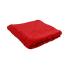 Angled view of the Plush Detailing Towel in red, neatly folded with a thick microfiber design.