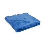 Angled view of the Plush Detailing Towel in blue, folded with a thick, absorbent texture.