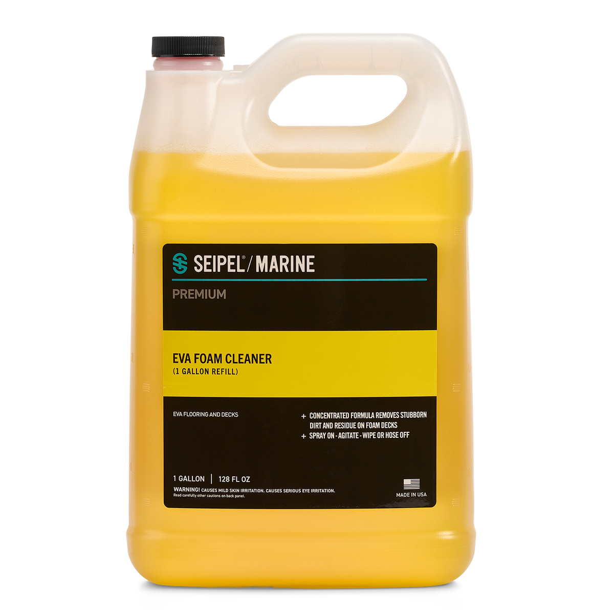Seipel Marine EVA foam cleaner one-gallon refill jug with integrated handle.