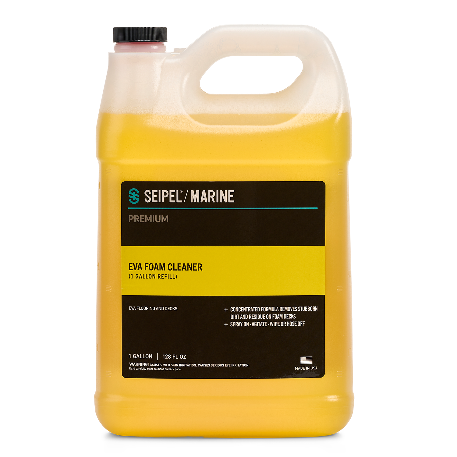 Seipel Marine EVA foam cleaner one-gallon refill jug with integrated handle.