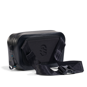 Rear view of Hip Pack showing padded back panel, logo imprint, and wraparound waist strap.