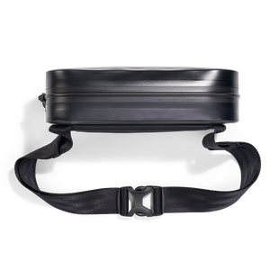 Top view of Hip Pack with low-profile design, sealed zipper track, and adjustable buckle strap.