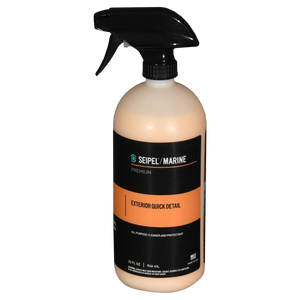 Exterior Quick Wax and Sealant in a 32 oz spray bottle with black trigger sprayer, and black label with orange details.