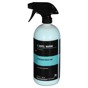 UV Interior Protectant in a 32 oz spray bottle with black trigger sprayer, and black label with blue accents.