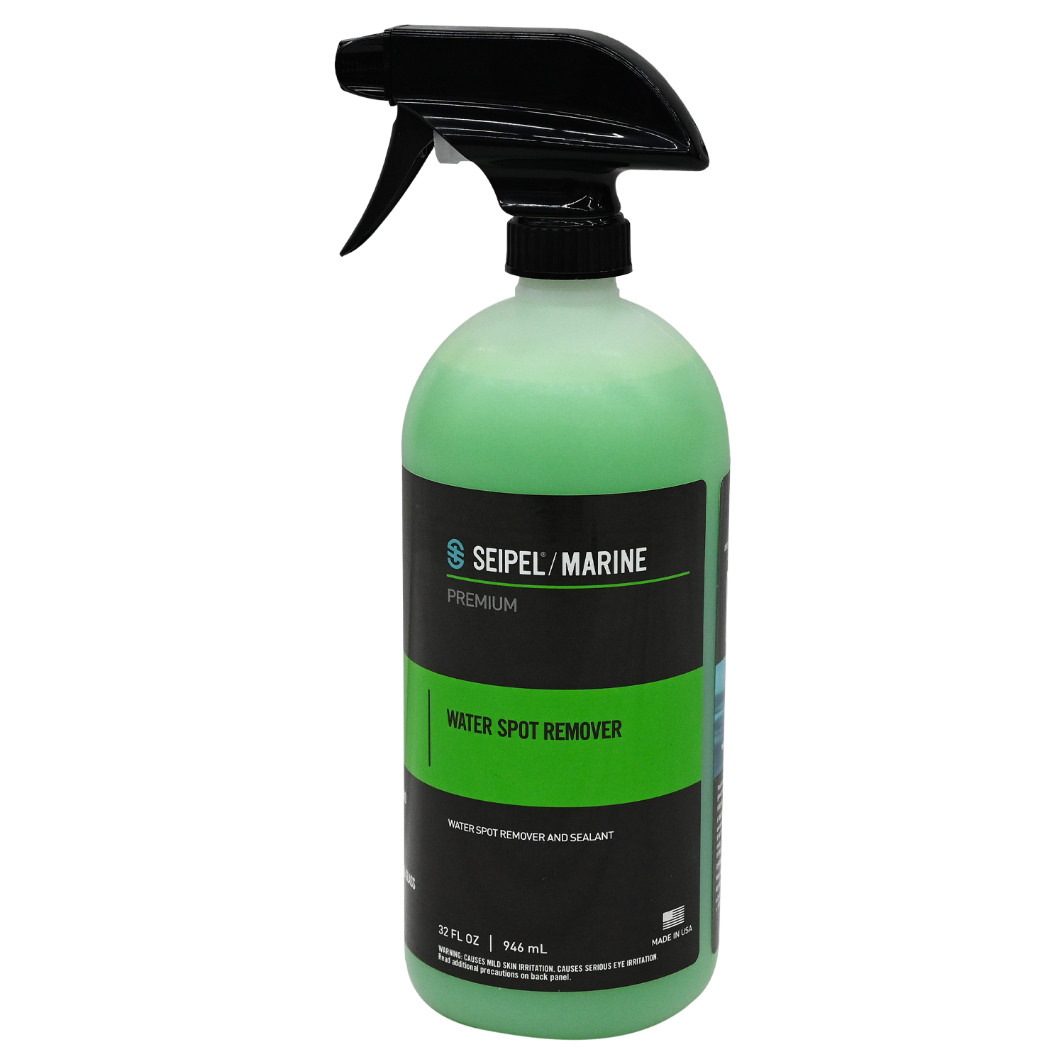 Spot Remover Cleaner in a 32 oz spray bottle with green liquid, black trigger sprayer, and black label with green accents.